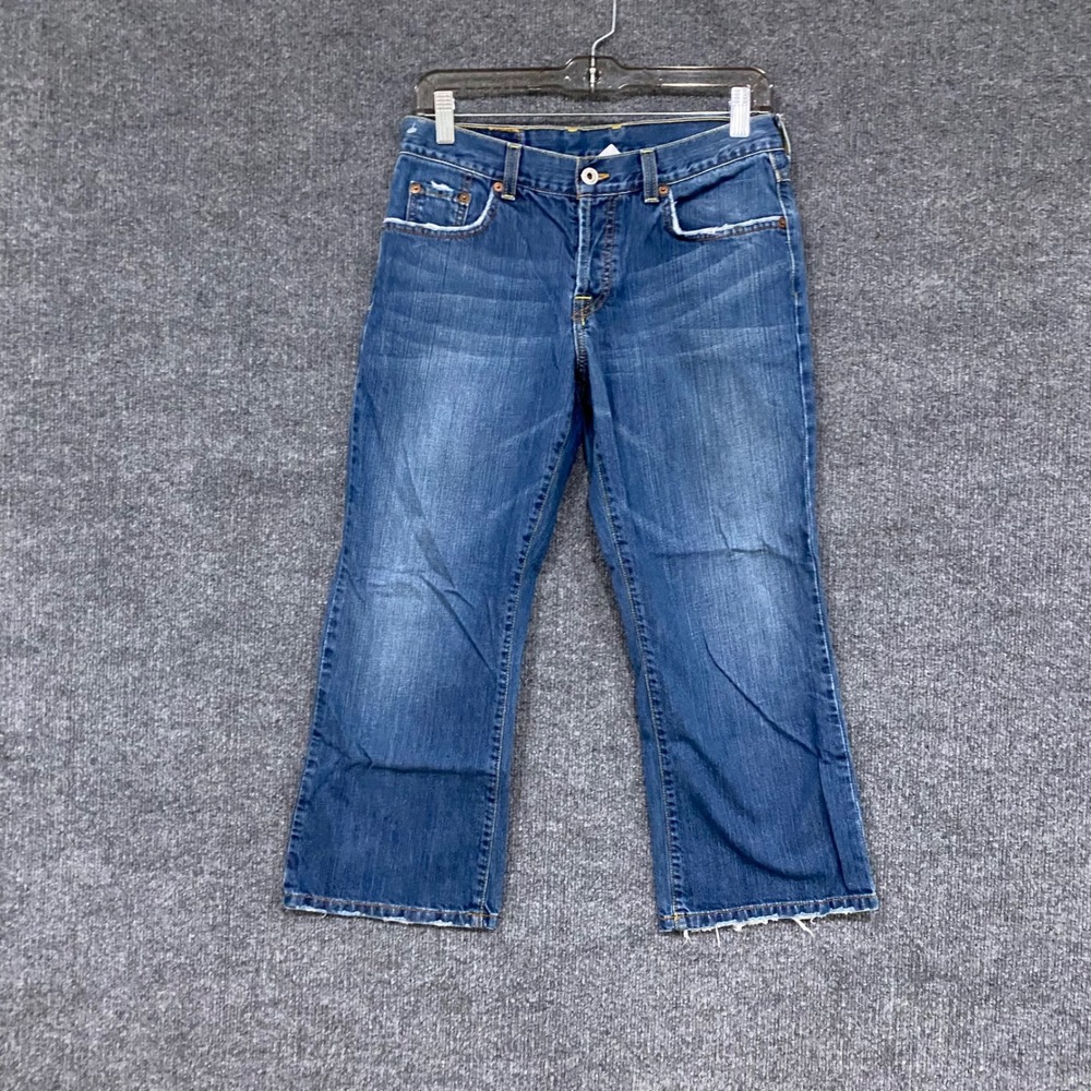 Lucky Brand Easy Rider Crop Jeans Size 4 27 Blue Denim Button Fly Made in USA